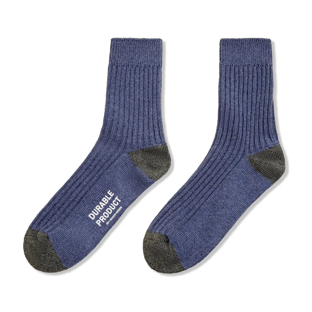 Maden Men's 3 Pairs Socks Casual Contrasting Color Knitted Mid-calf Socks Three-color Pit Thick Line Long Socks