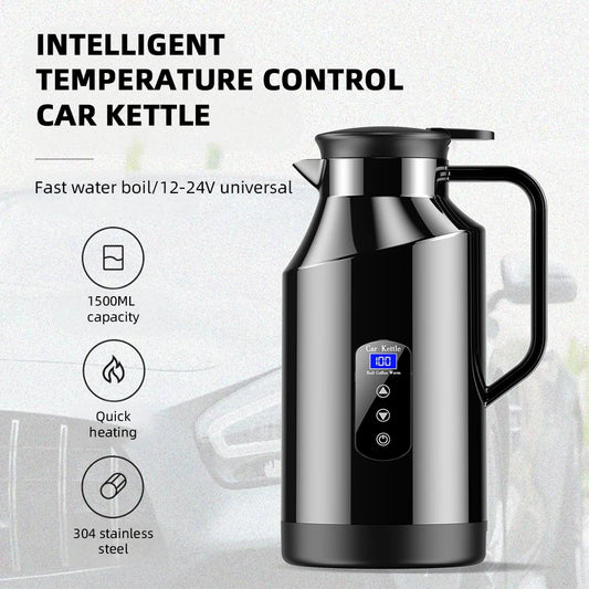 Car Mounted Kettle 12v24v Electric Kettle For Trucks 1500ML Large Capacity Insulated Car Boiling Water Coffee Instant Noodles