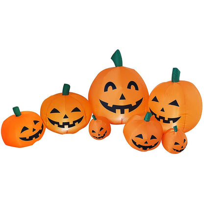 2.2M/7.5FT Inflatable Toy Halloween Pumpkin Pile Outdoor Decoration Halloween Festival 7 Pumpkins Built-in LED Light Garden Prop
