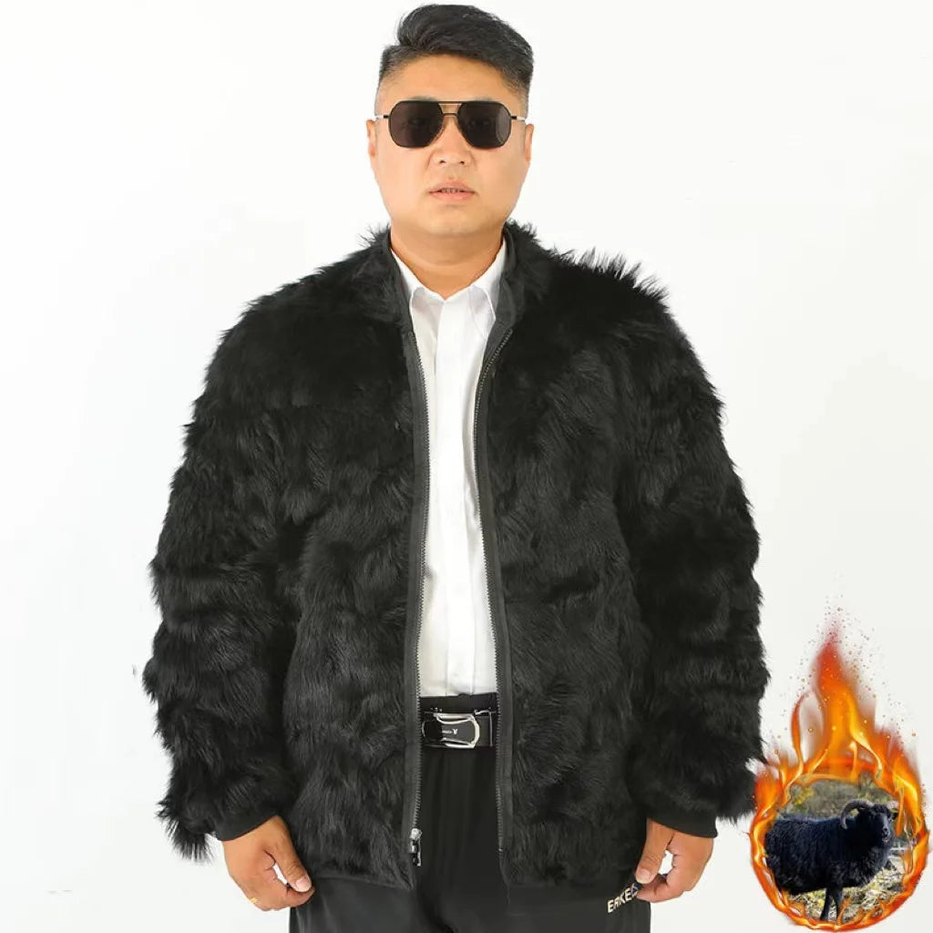 2024 Winter Genuine Wool Cotton Jacket Middle-aged Elderly Men Women Thicken Warm Outerwear Casual Long Sheepkin Jacket Dad Gift