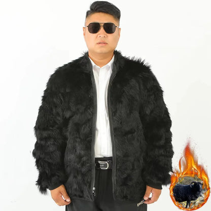 2024 Winter Genuine Wool Cotton Jacket Middle-aged Elderly Men Women Thicken Warm Outerwear Casual Long Sheepkin Jacket Dad Gift