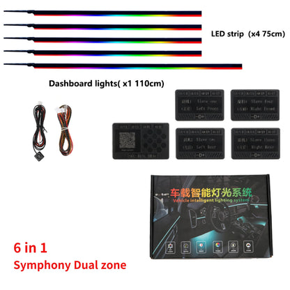 22in1 Symphony Streamer  Car Ambient Lights  Full Color Universal LED Interior Hidden Acrylic Strip Symphony Atmosphere Lamp