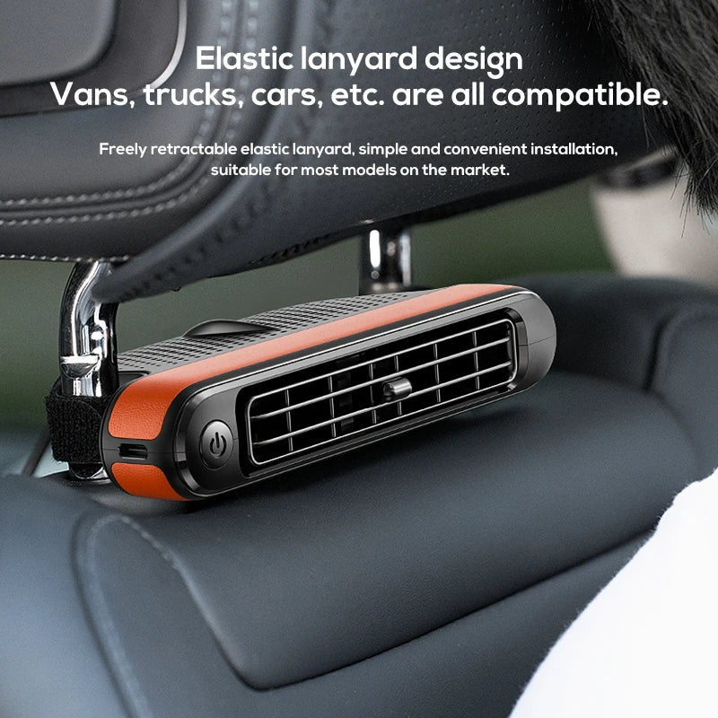 Yanace Portable Car Seat Cooling Fan USB Rechargeable Backseat Air Cooler with Strong Wind for Summer Travel Accessories