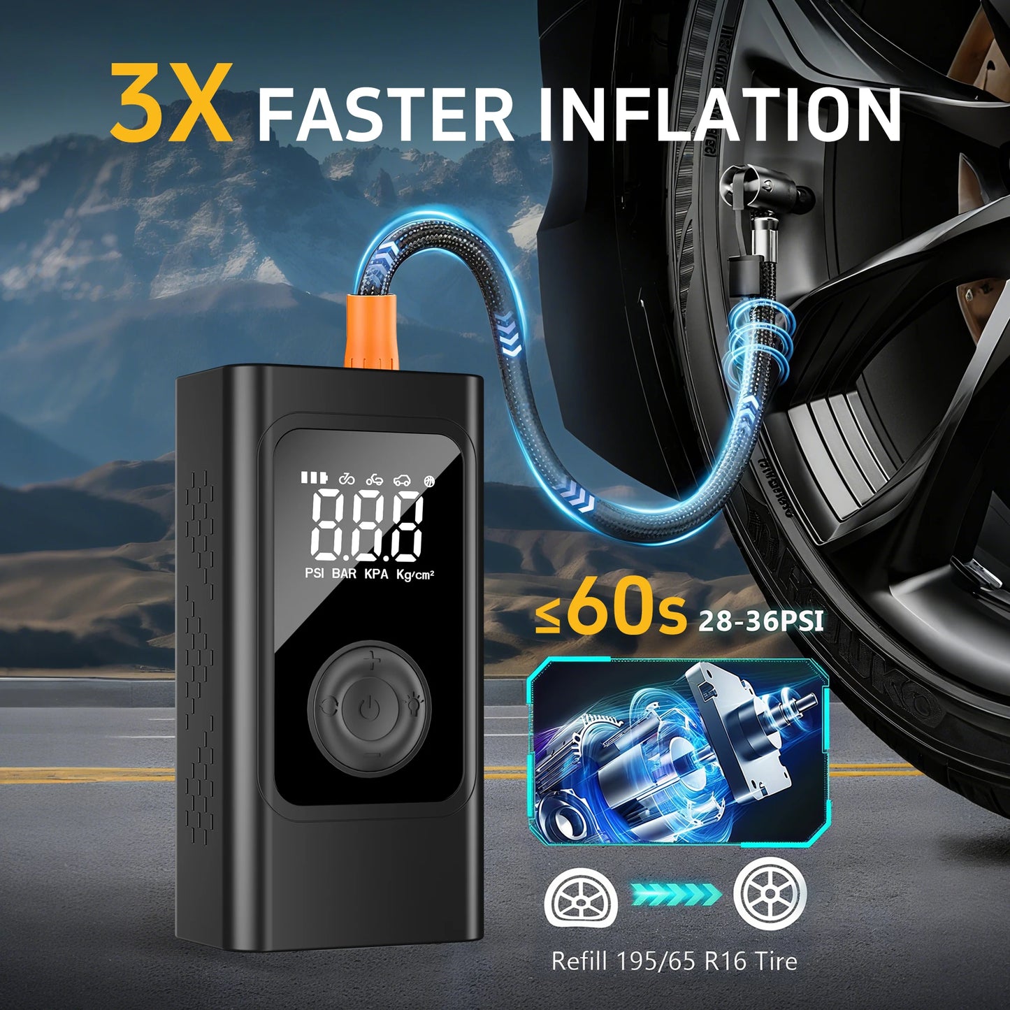 FHKJ Car Jump Starter 5-in-1 Air Pump Compressor Power Bank Starting Device Portable Battery Boosters Car Roadside Emergency Kit