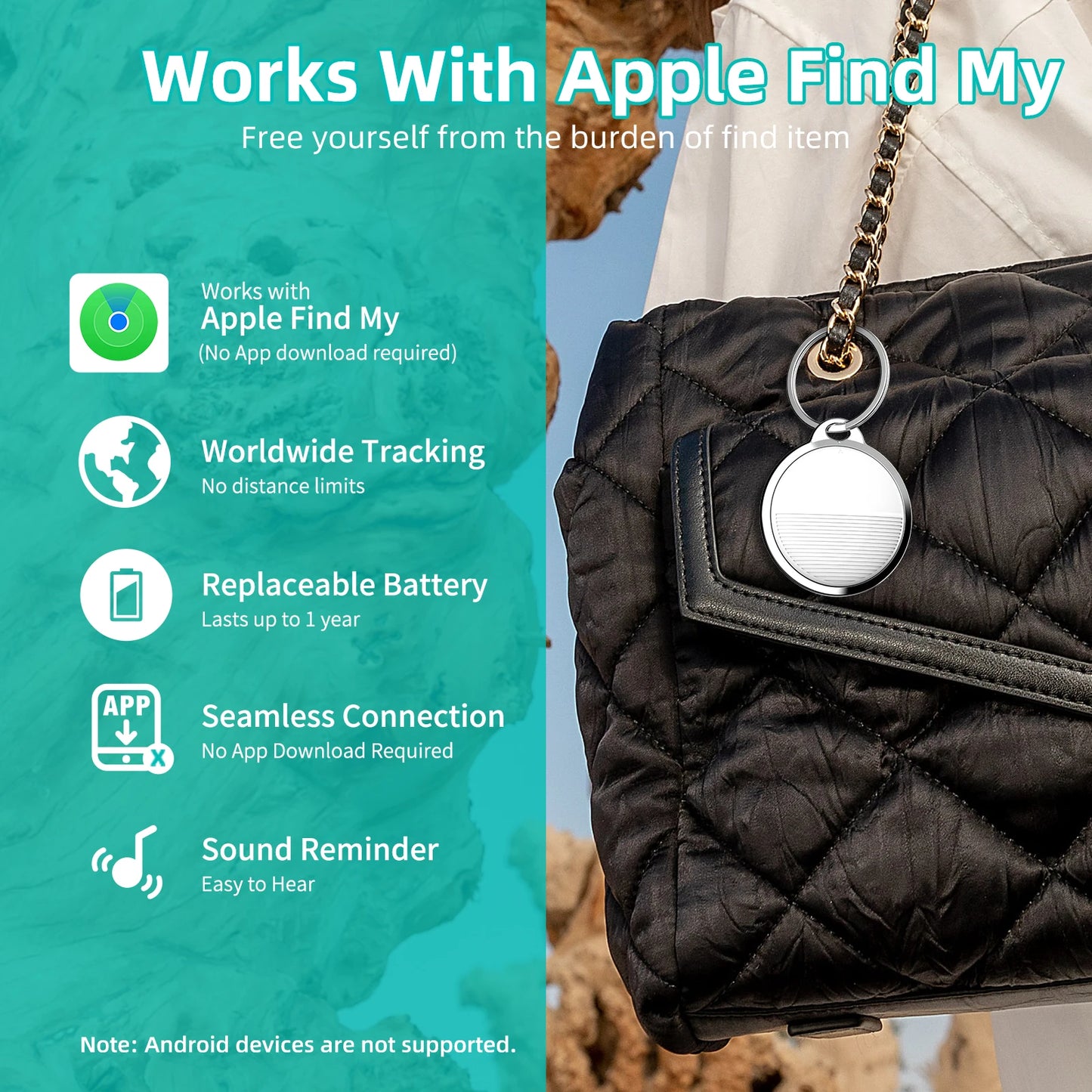 Mini GPS Tracker for Apple IOS System Find My APP Air Tag Key Finder Bag Locator Smart Bluetooth Tracker