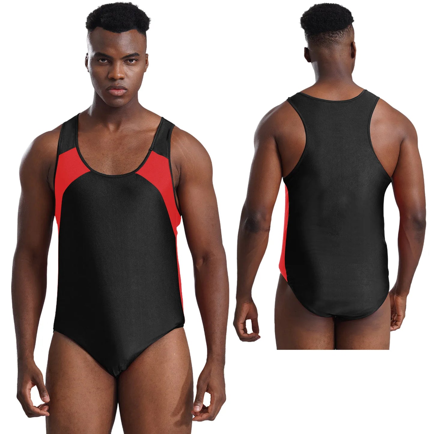 Men's Sleeveless Wrestling Singlet Leotard Racer Back Tank Bodysuits Gymnastics Fitness Jumpsuits Shapwear Ballet Dancewear