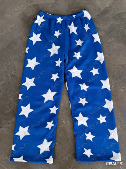 2025 Winter Women cartoon stars print  plush Pajama Pants women Soft Trousers Cute Women Casual Home Anime Cartoon  Pajama Pants