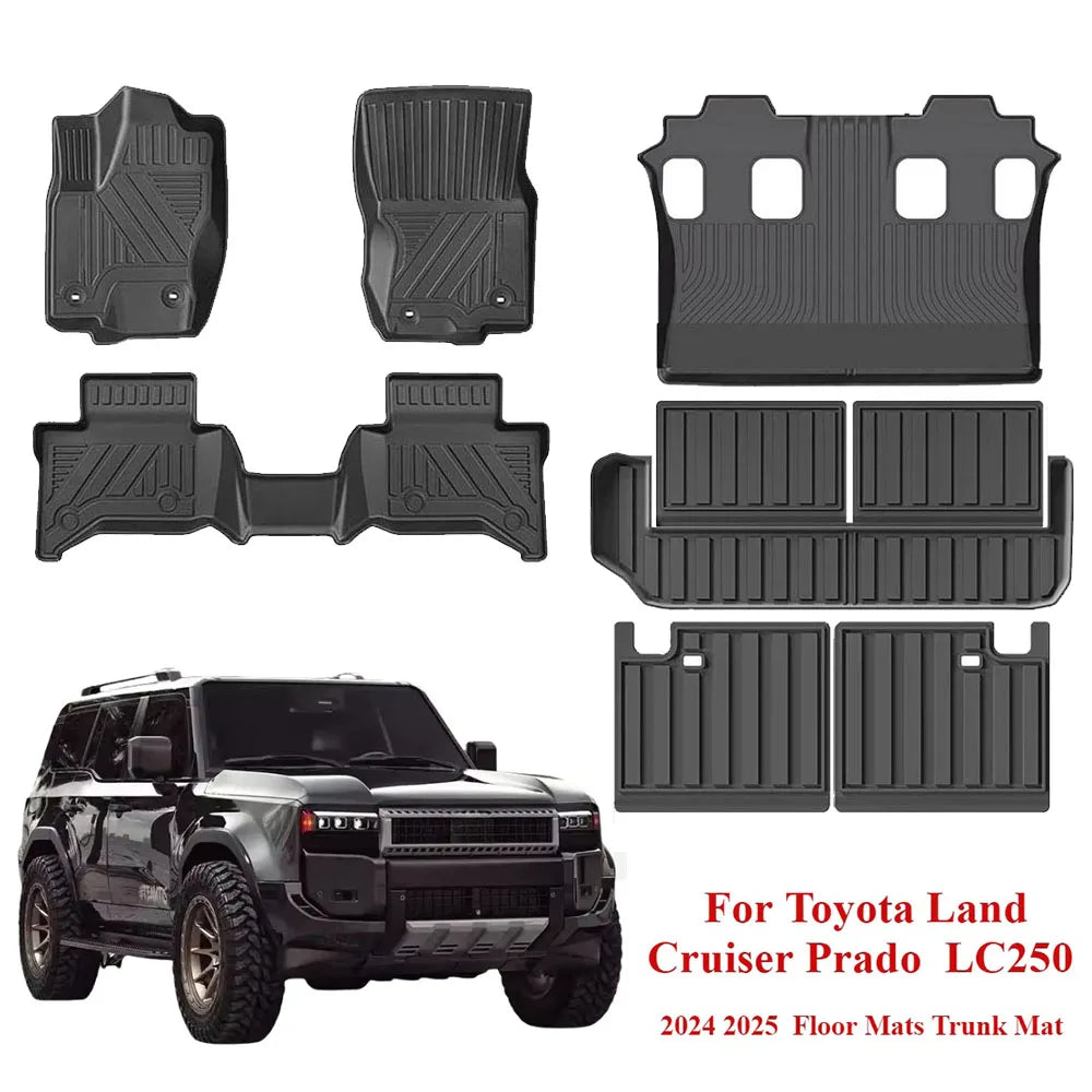 Floor Mats Waterproof Anti-Slip For Toyota Land Cruiser Prado 250 J250 LC250 All Weather Front Rear Cargo Liner Mat 2024 2025