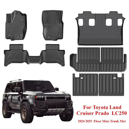 Floor Mats Waterproof Anti-Slip For Toyota Land Cruiser Prado 250 J250 LC250 All Weather Front Rear Cargo Liner Mat 2024 2025