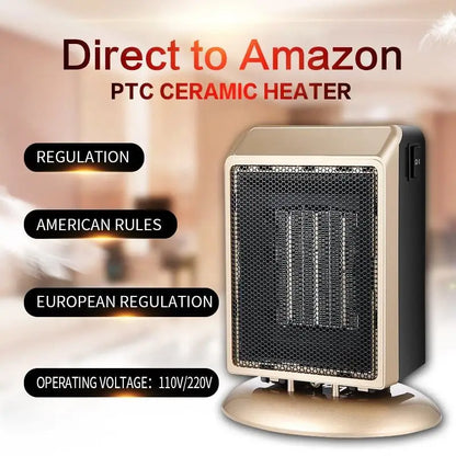 900W Energy Saving Cycle Smart Room Portable PTC Ceramic Mini Fan Heater, Home Office Electric Heater