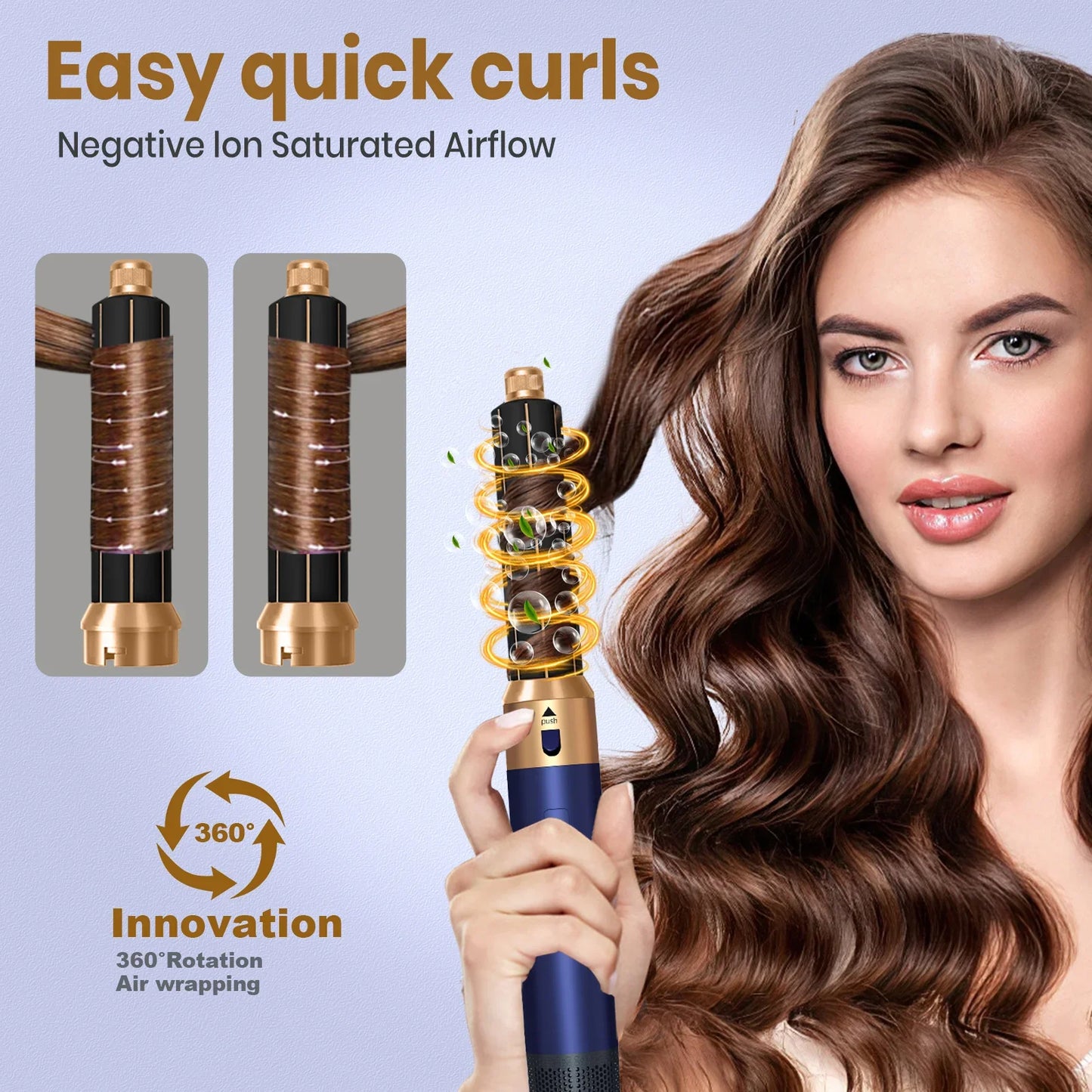 6 in 1 Hair Dryer Brush Hot Comb Set Professional Curling Iron Hair Straightener Styling Tool For Air styling Airwrap Hair Dryer