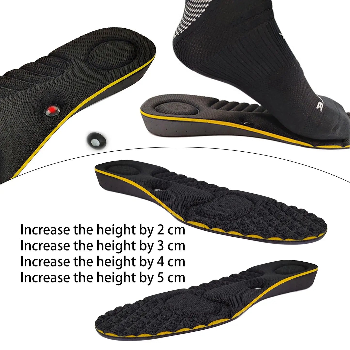 2x Massage s Foot Shoes Insert 34-43 Invisible Inner Men Arch Support Foot Massage Women Height Increase