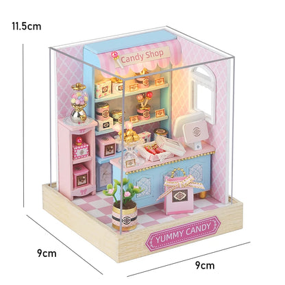 DIY Wooden Warm Christmas Lodge Casa Doll Houses Miniature Model Kits Dollhouse with Furniture LED Lights for Friends Gifts