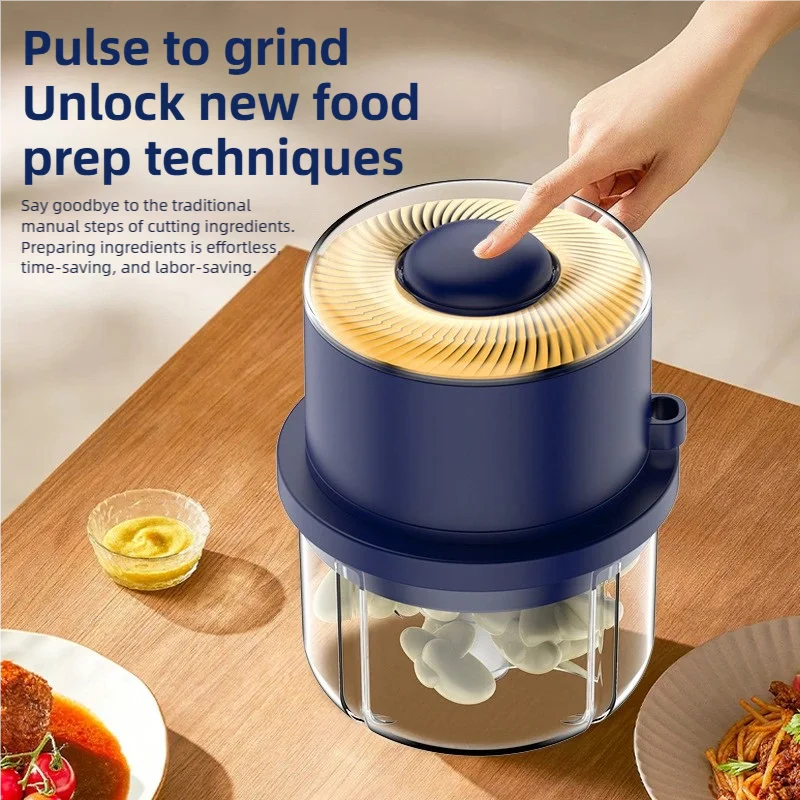 Electric Garlic Mincer & Crusher Multi-Function Vegetable & Fruit Mini Garlic Peeler 6-Blade Meat Grinder