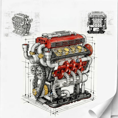 V8 Motorized Engine Building Block Assembly Model, Simulated Mechanical Craft Ornament, Creative Desktop Collectible Present