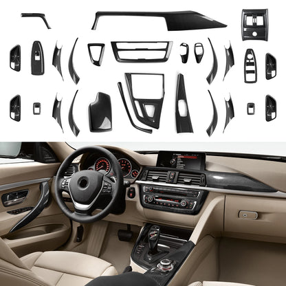 Car Center Console Dashboard Gear Shifter Panel For BMW F30 F31 F34 3GT F32 F33 F36 Trim Accessories, Carbon Fiber ABS Sticker