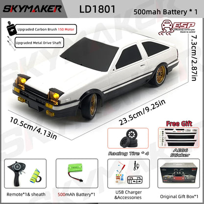 Skymaker AE86 Model LD1801 RX-7 FC LD1802 1:18 RC Drift Car 1/18 2.4G Remote Control ESP Gyroscope LED Mini RC Racing Car Toys