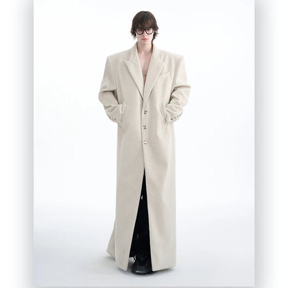 Mauroicardi Autumn Winter Oversized Extra Long Warm Black Wool Blends Coat Men Luxury Designer Floor Length Woolen Overcoat 2024
