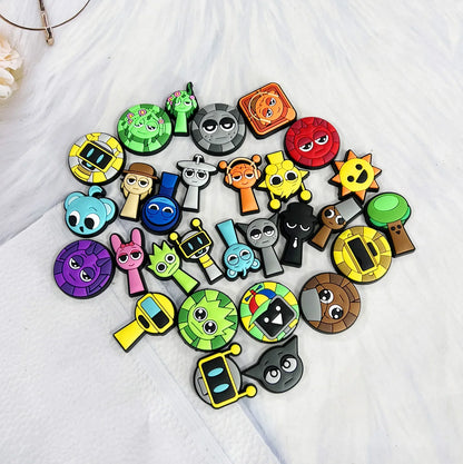 30-100Pcs Sprunki Plush Game Series Shoe Charms Shoes Accessories Decorations Clog Sandal Wristband Buckle for Kids Party Gifts