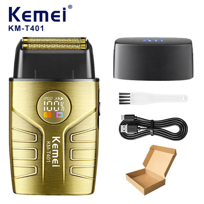 KEMEI KM-T401 Electric Shaver Hair Rechargeable Facial & Beard Foil Razor For Men Bald Head Shaving For Men Machine Barber