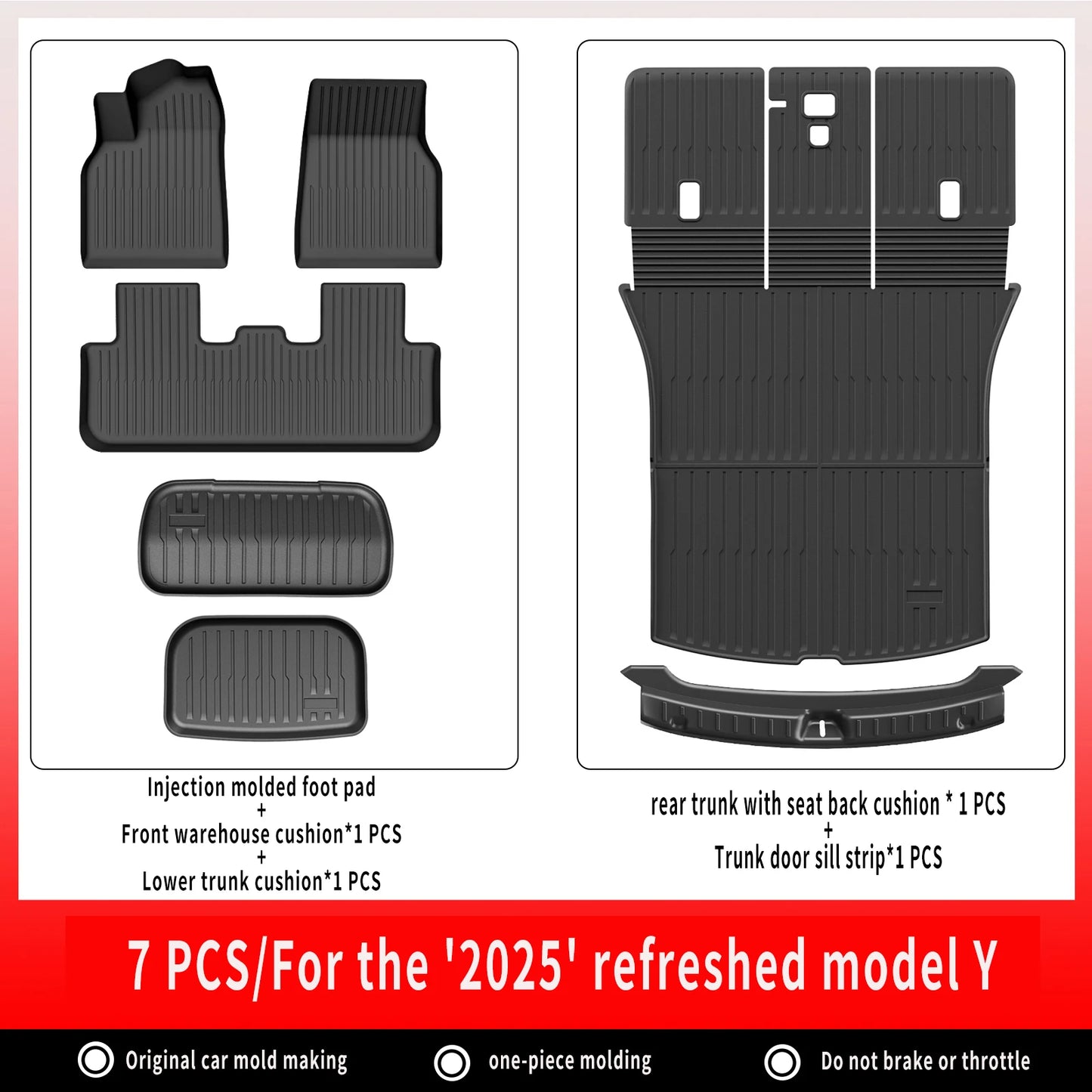 TPE Car Floor Mats For New Tesla Model Y 2025 Juniper Luggage Mat Set Waterproof Anti-slip Trunk Mats Floor Liner Backrest Mats