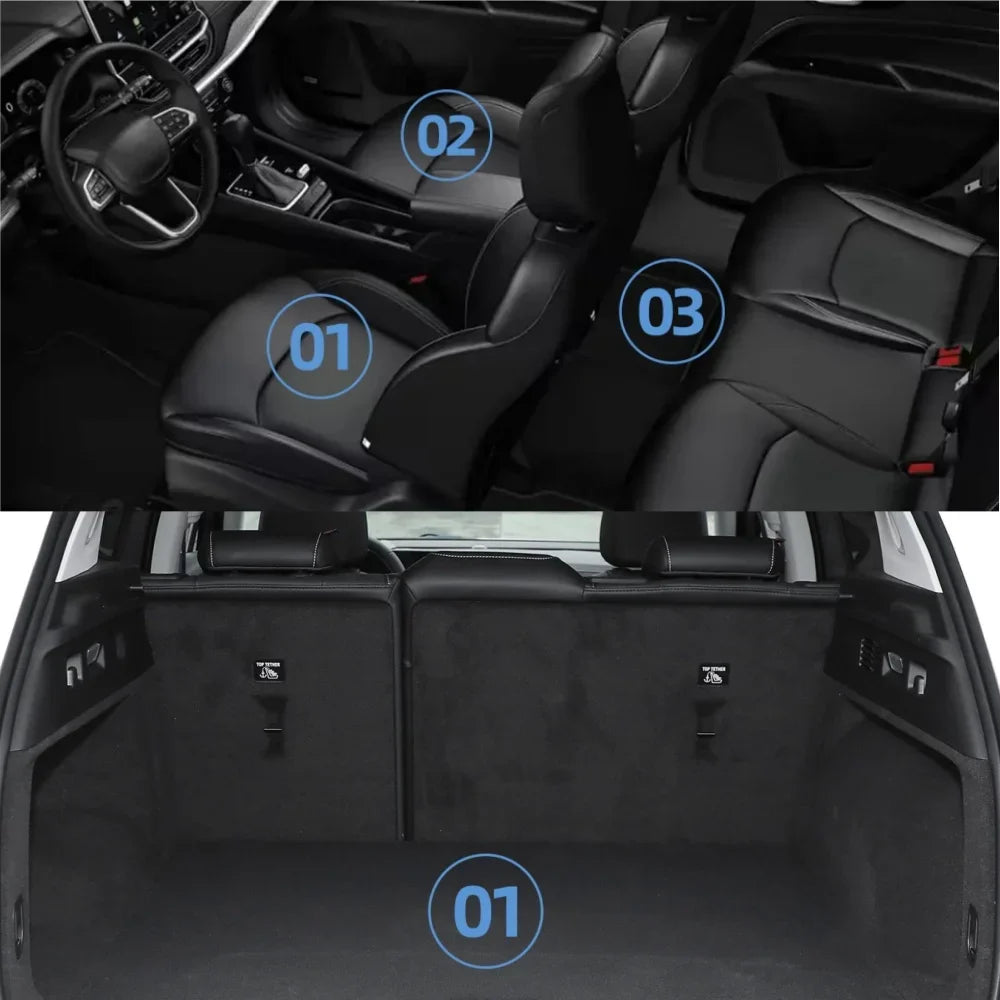 for GWM Tank 300 2024 2025 Car Floor Mats Cargo Liner Trunk/Backrest Mat TPE 3D All Weather Right Hand Drive Black