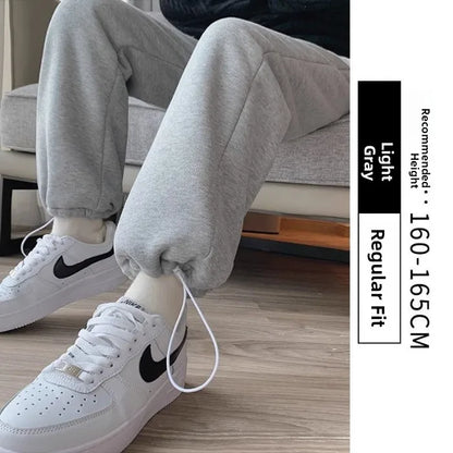 Thickened Fleece Women's Sports Pants Autumn Winter New Style Casual Loose Wide Leg Sweatpants High Waist Polyester Fiber