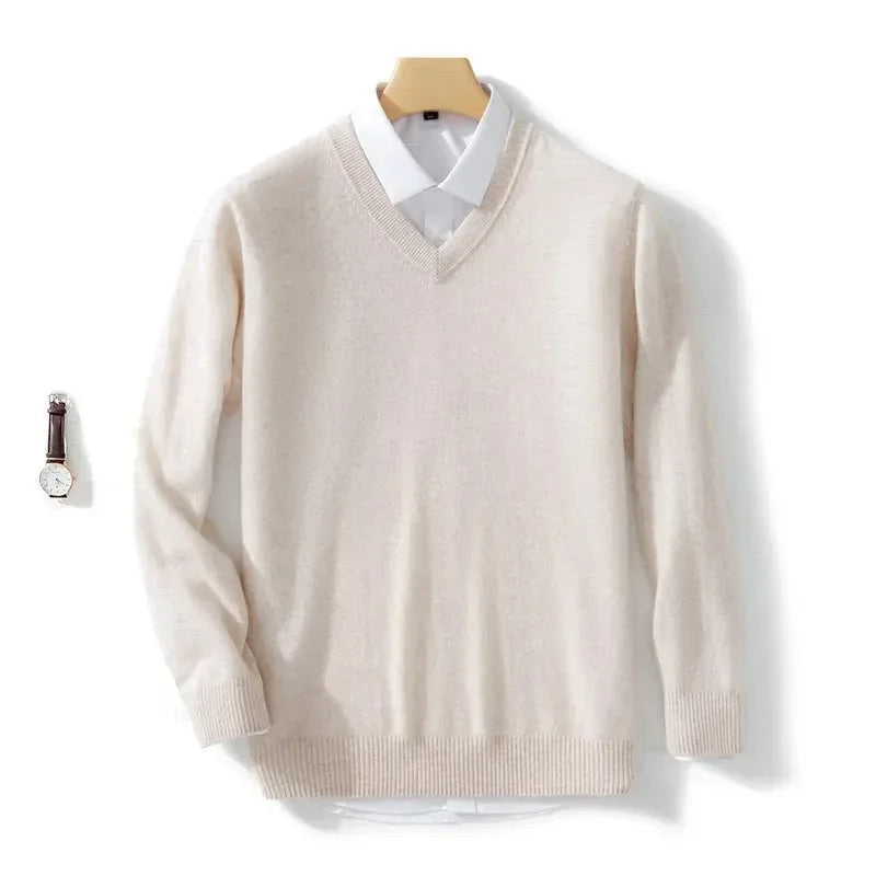 Men's Wool Cashmere Sweater O-Neck Pullovers Knitted Sweaters Autumn Winter Long Sleeve High-End Jumpers Tops Knitwear Male 3XL