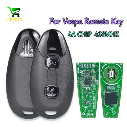 Liberty For Vespa 2025 Smart Motorcycle Remote Key Vespa 150CC Primavera Sprint Tech Elettrica70 GTS 300CC LX125/S 4ACHIP 433MHz