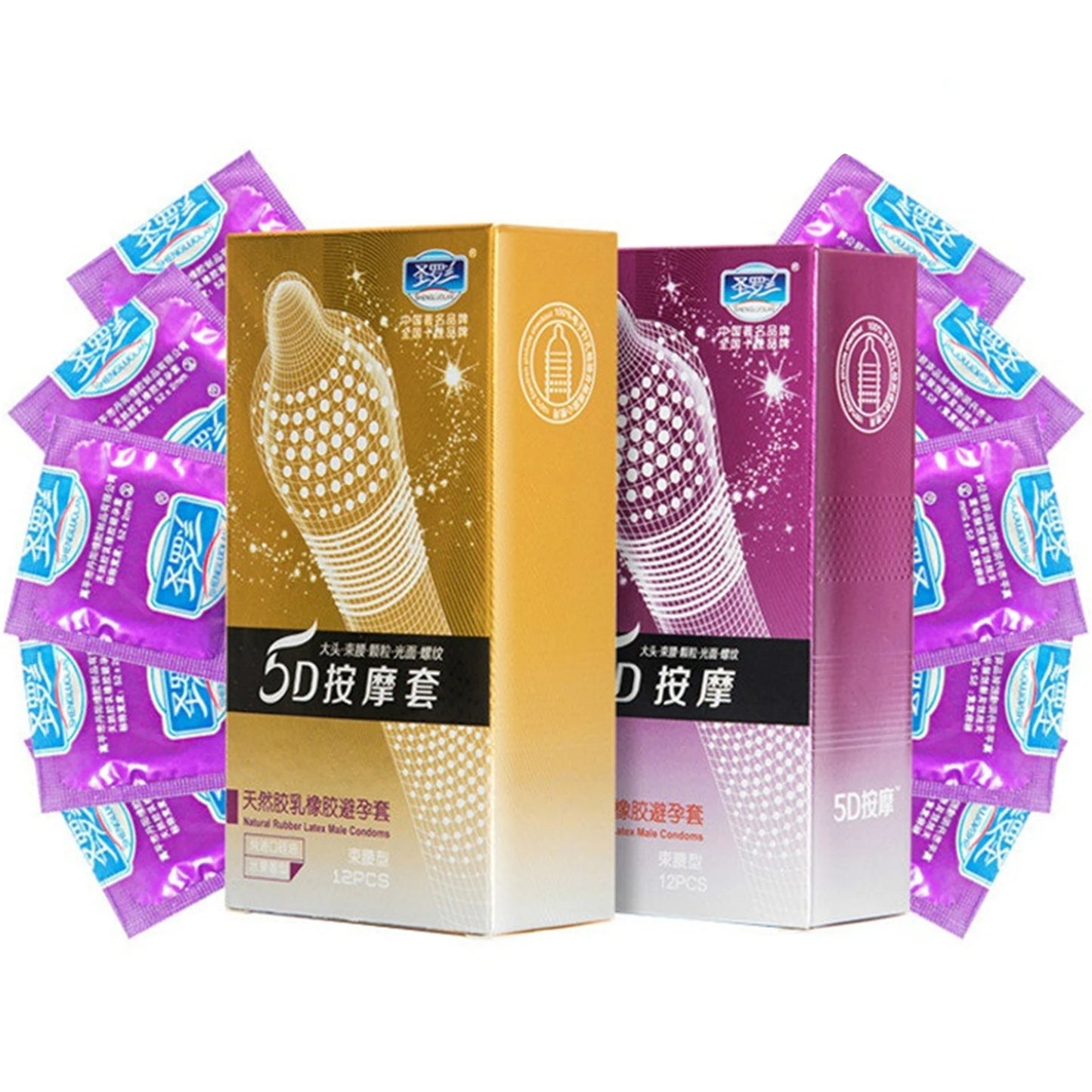 5D Dotted Condoms with mustache Ribbed G Point Latex Ultra Thin Condom Orgasm Contraceptives Stimulate Vaginal adults Sex Toys
