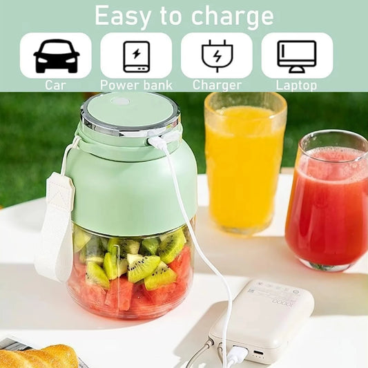 1 electric juicer, fruit and vegetable machine, 800ml rechargeable portable milkshake machine, household outdoor juicer