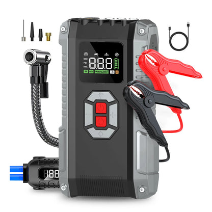 SUKIN 20000mAh Portable Car Jump Starter Built in air compressor 12V Booster Starting Device With  LED Light&USB Type-C Output