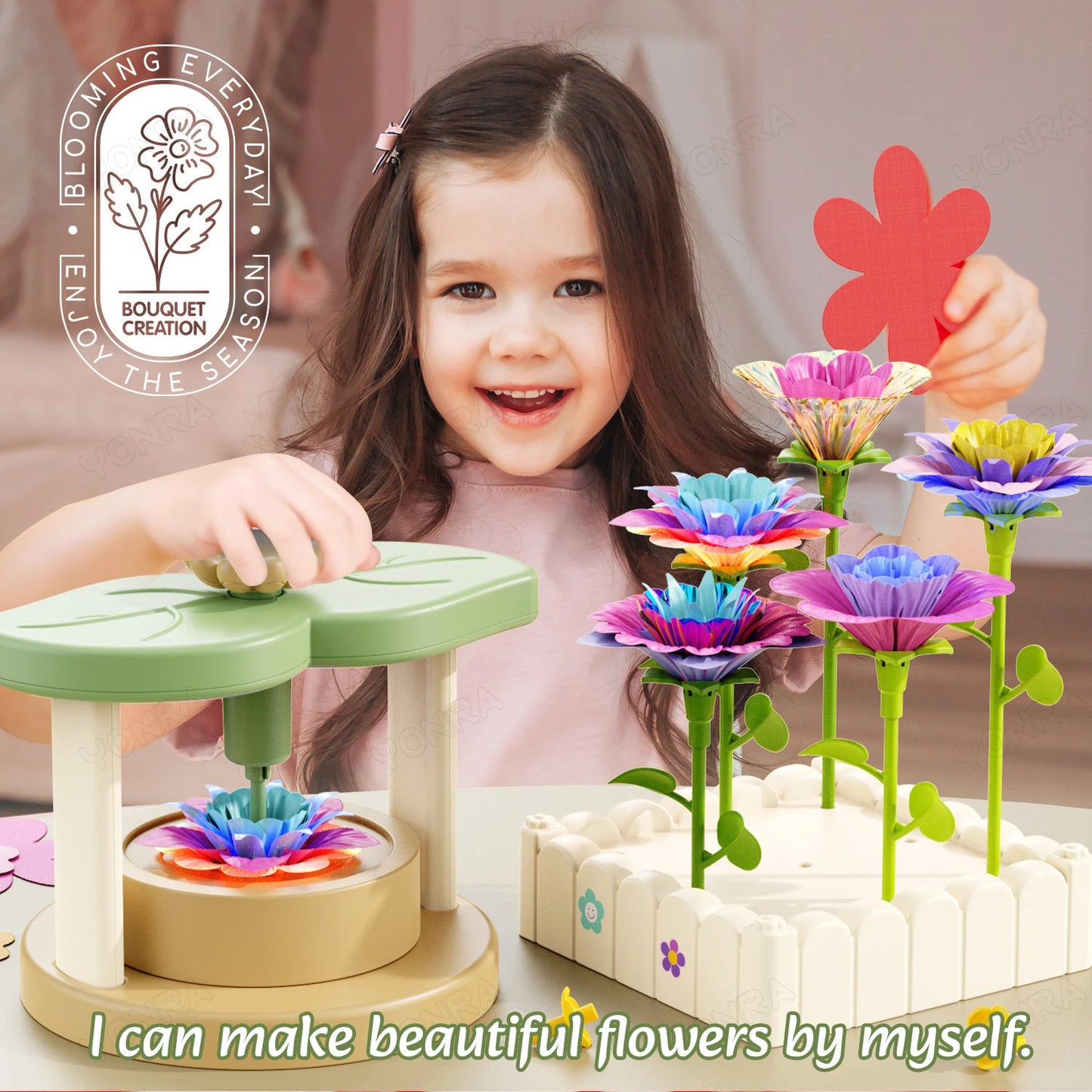 Fabric Flower Bouquets Toys DIY Craft Kits Toys for Kids Handmade Flowers Market Toy Girls Christmas Birthday Gift