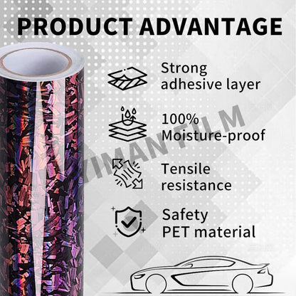 High Gloss Forged Laser Rainbow Carbon Fiber Silver Car Carbon Film Black Vinyl Wrap Tuning Auto Accessories Sticker for Car