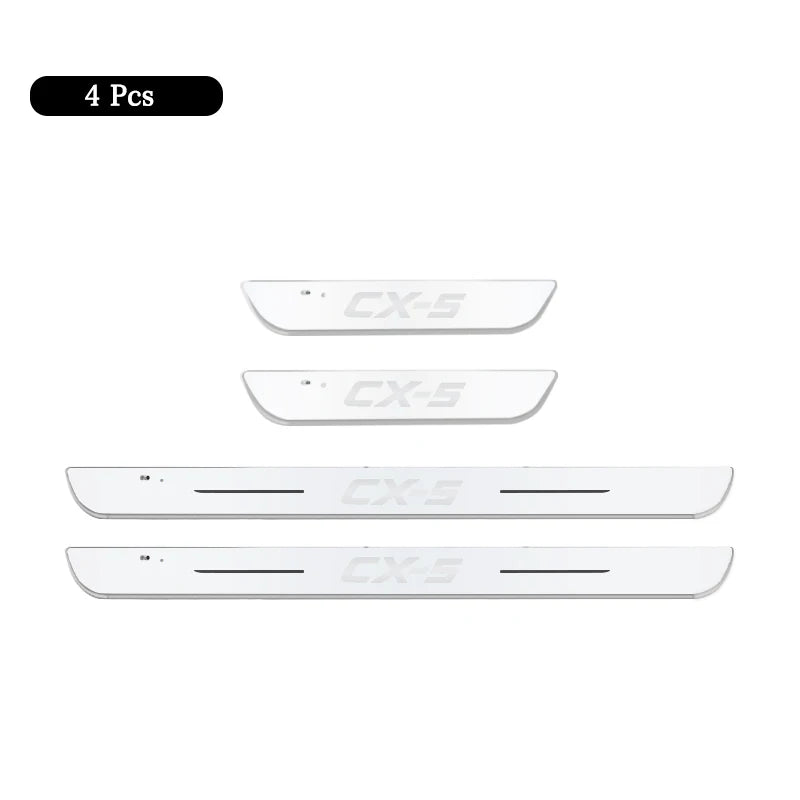 Wireless Car Welcome Door Sill Light for Mazda CX5 Projector Lamp USB Power Moving LED Car Scuff Pate Pedal Interior Accessories