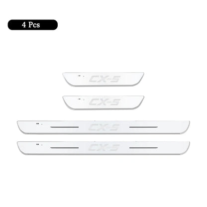Wireless Car Welcome Door Sill Light for Mazda CX5 Projector Lamp USB Power Moving LED Car Scuff Pate Pedal Interior Accessories
