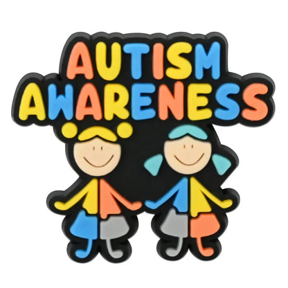 1-16Pcs Be Kind Autism Awareness Love Patience Understanding Pvc Garden Shoe Charms Buckle Kid Cartoon Accessories DIY Backpack