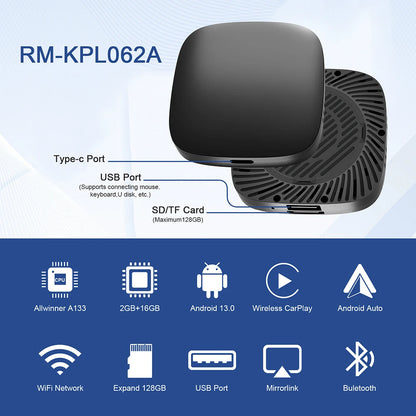 Android 13 Carplay AI Box Wireless Android Auto Smart TV Box For Youtube Netflix Toyota Mazda Hyundai Haval GMC Ford MG VW Kia