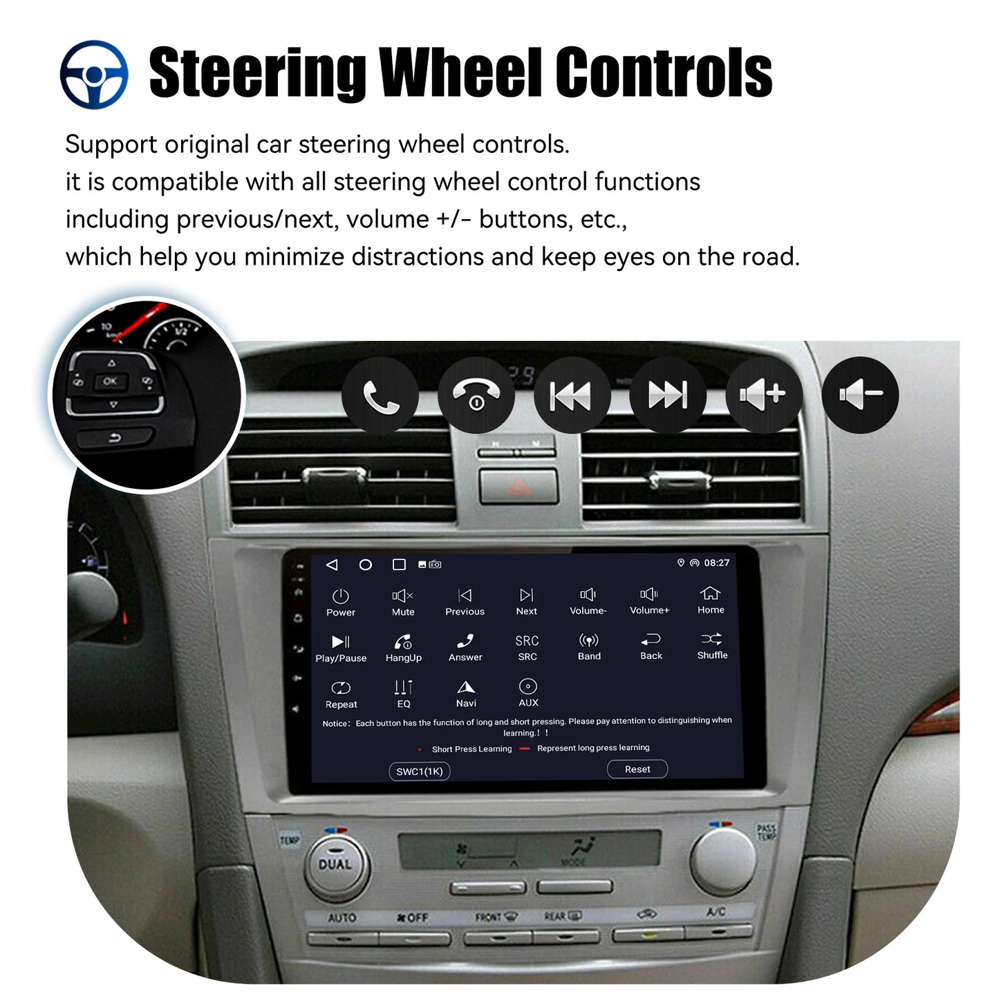 9" Android 14 Car Radio Multimedia Video Player 2 Din For Toyota Camry 2006 2007 2008 2009 2010 2011 GPS Navi Head Unit Carplay