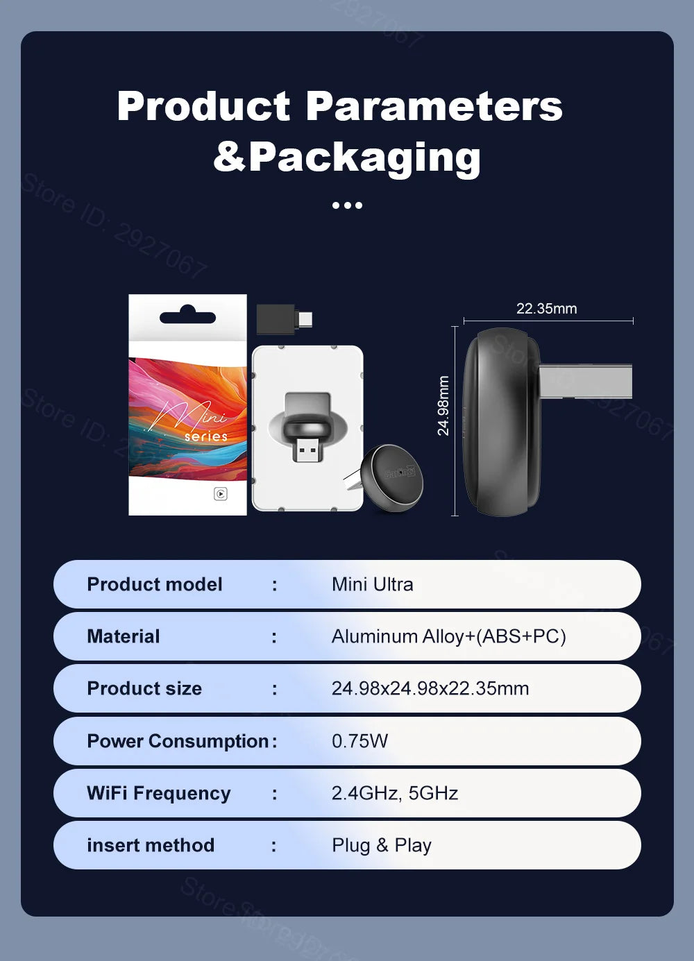 CarlinKit Mini Ultra 3 Wireless CarPlay & Android Auto Adapter Wired To Wireless USB Dongle Plug and Play Fast Auto Connection