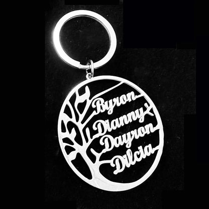 Life Tree Custom Family Names Keychain Stainless Steel Personalized With Family Members Namplate Birthday Jewelry For Men Women