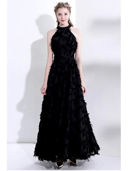 Elegant White Feather Evening Dress Hanging Neckline Engagement Birthday Adult Ceremony Ultra Fairy High End Long Skirt