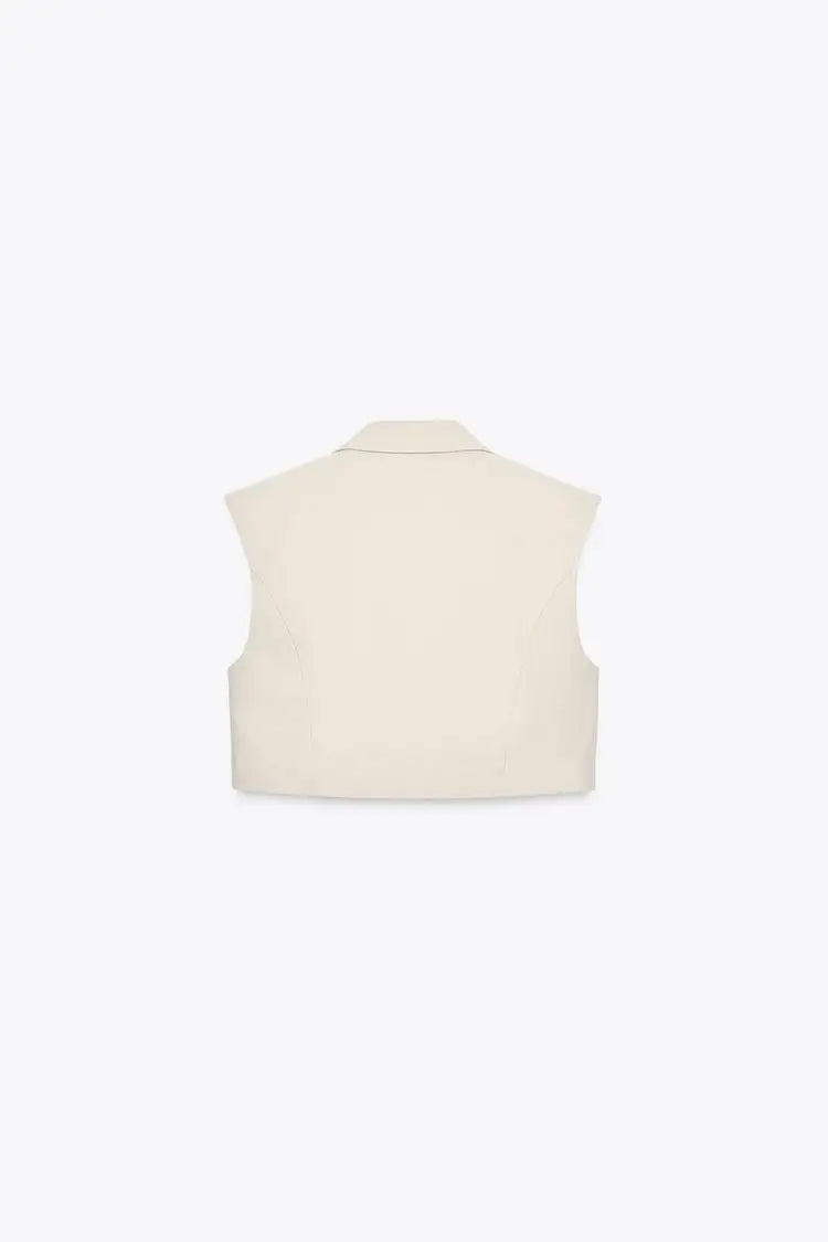 High Waist Wide Leg Pants Zipper Decoration Short Sleeve Turn-down Collar Single Pocket Decoration Fashion Set for Women