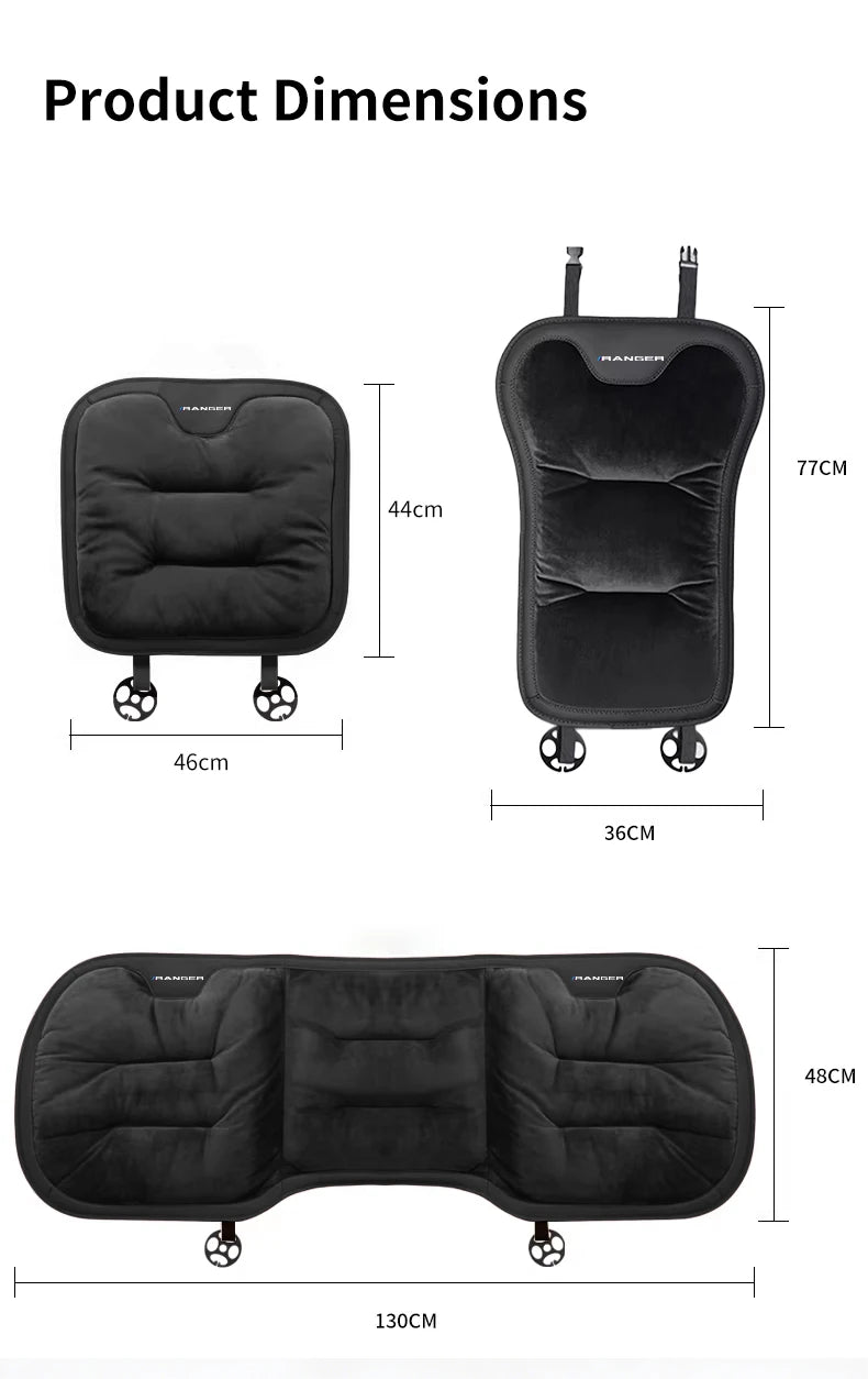 Car Seat Cushion For Ford Ranger T9 T7 T1 Raptor Warm Flannel Thick Plush Universal Rear Seat Backrest Protector Cover