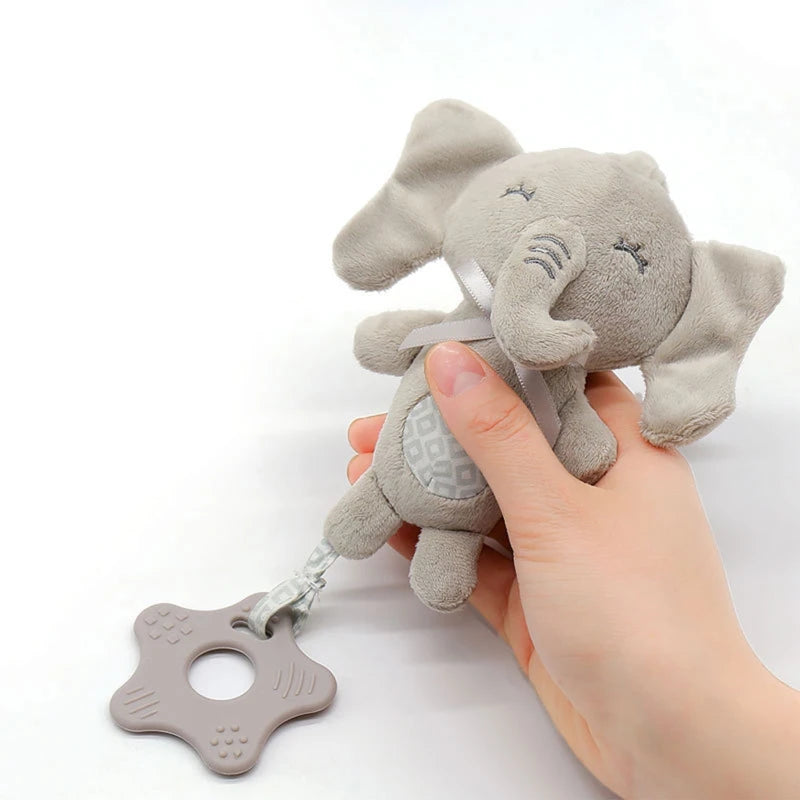Cartoon Animal Shake Bell Pendant Plush Elephant Rabbit Cute Rattle Windchime G99C