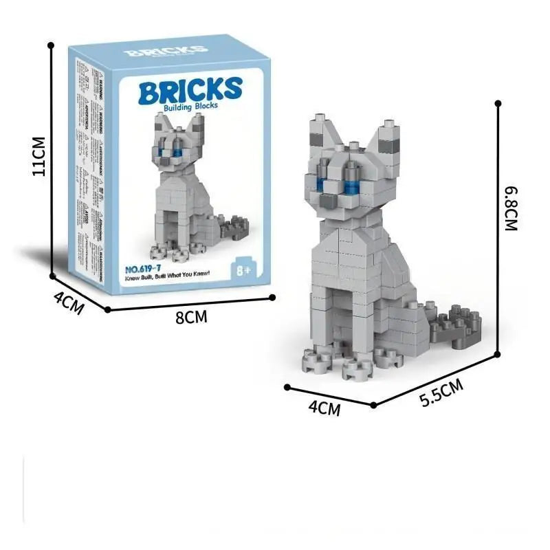 Shrimp Building Blocks Cattle Horses Hard Work Office Figurines Cream Cat Ornament Beast of Burden Model Assembly Toy for Worker