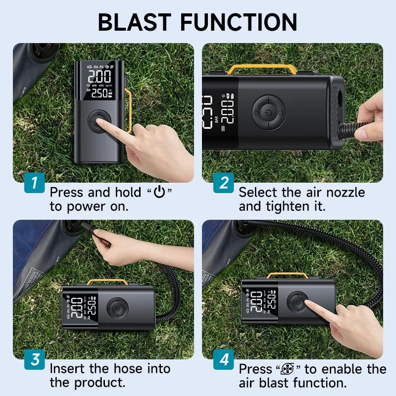 CEYYOR 5In1 Booster Jump Starter Car Battery Starting Device,Multifunction 10000mAh 150PSI Air Pump with LED Lights&Pressure Gau