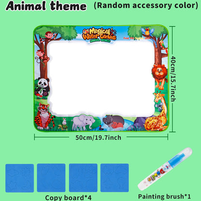 MQUDUO Boys Girls Water Painting Mat, Large Reusable Doodle Pad with Animal Alphabet Theme for Fine Motor Skill Toy