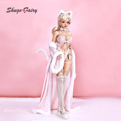 BJD Nata Vintage Collection Toy for Girl Pink SecExamen Lace, Goddess Toy for Girl Attractive Home Gown, 1/3 BJD Full Set