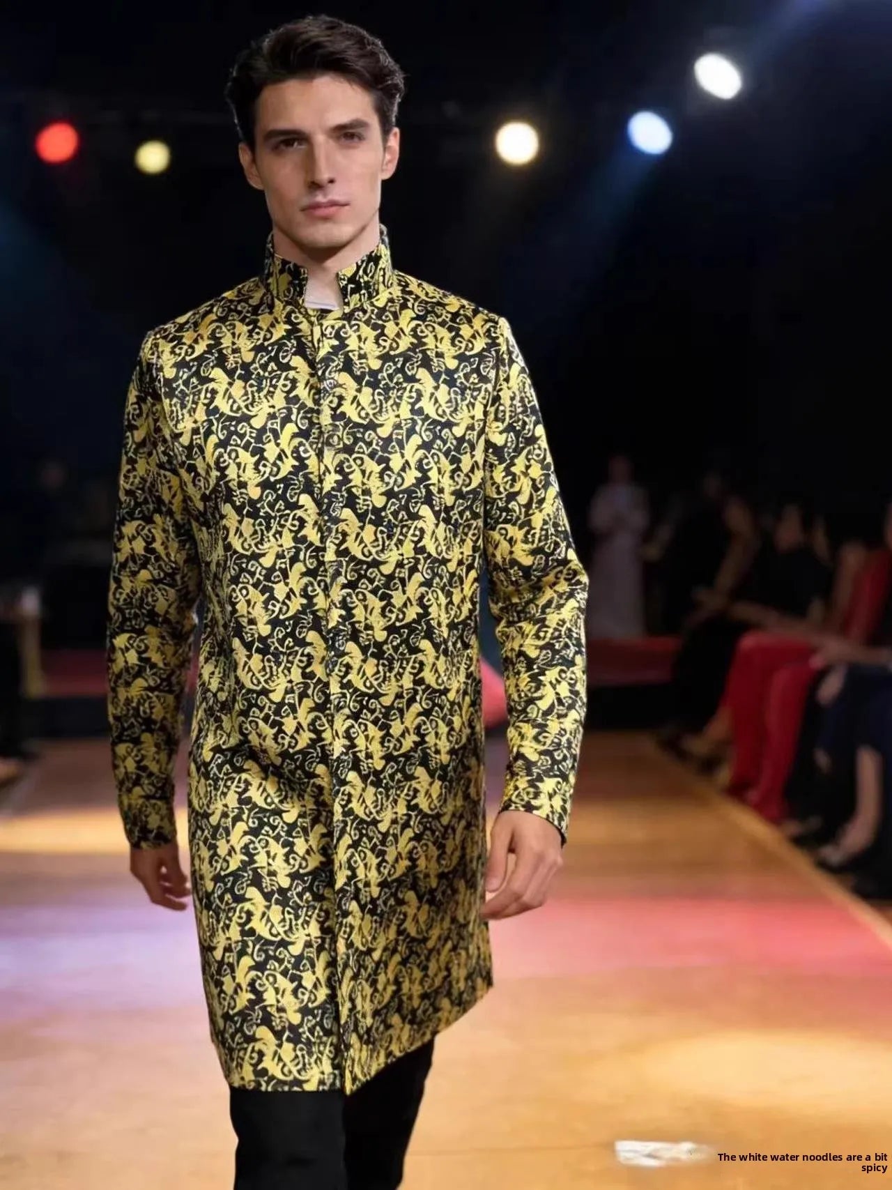 Medieval Men's Kurta Sherwani Jacket Shiny Wedding Robe  Collar Ethnic Clothing Polyester Fiber 100% Printed Design
